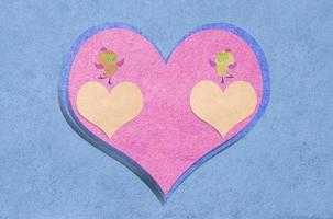 pink  heart and bird recycled paper craft photo