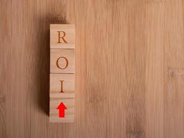 Wooden floor with empty wooden cubes as a template for words photo