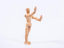 Wooden mannequin push anything , Wooden figure action photo