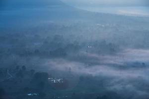 fog and cloud mountain valley sunrise landscape photo