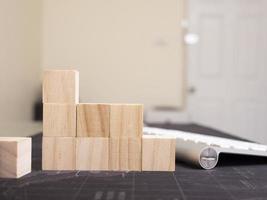 wood cube arrange in pyramid shape ,business concept photo