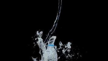 Abstract water jet crashes on a black background photo