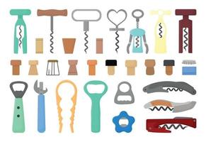 Corkscrews and Bottle Caps Collection vector