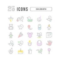 Vector Line Icons of Childbirth