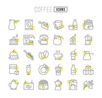 Set of linear icons of Coffee vector