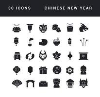 vector iconos simples del año nuevo chino