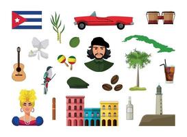 Set of Cuba Associative Illustrations vector