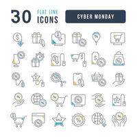 Vector Line Icons of Cyber Monday