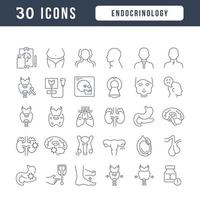 conjunto de iconos lineales de endocrinología vector