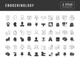 conjunto de iconos simples de endocrinología vector