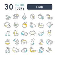 Set of linear icons of Fruits vector