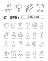 Vector Line Icons of Loi Krathong