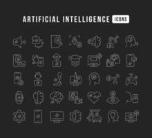 Set of linear icons of Artificial Intelligence vector