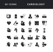 conjunto de iconos simples de cardiología vector