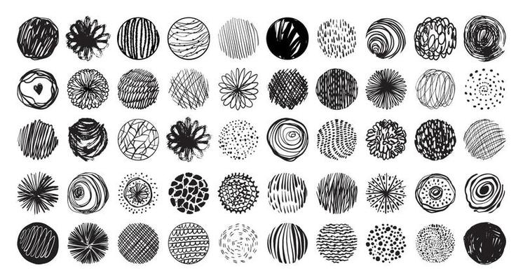 Set of Textured Circles with Patterns