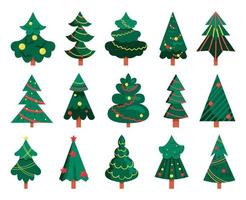 árboles de navidad geométricos en estilo plano vector