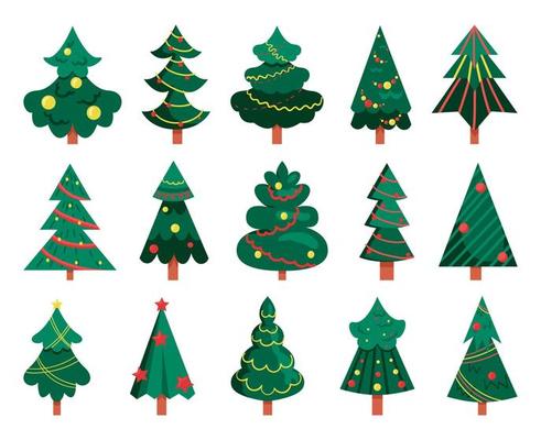 Geometry Christmas Trees in Flat Style