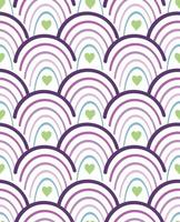 Joyful bright pattern. Multicolored arcs on a seamless background. Cute fantastic rainbows with hearts. vector