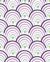 Joyful bright pattern. Multicolored arcs on a seamless background. Cute fantastic rainbows with hearts. vector