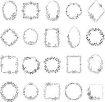 Set of Frames with Flowers vector