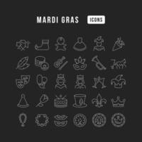 Set of linear icons of Mardi Gras vector