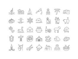 Set of linear icons of Budva vector