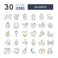 Vector Line Icons of Childbirth