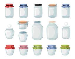 conjunto de frascos de vidrio vacíos vector