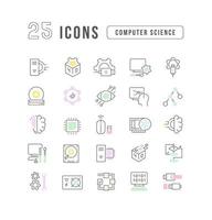 Set of linear icons of Computer Science vector