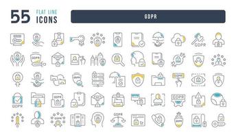 conjunto de iconos lineales de gdpr vector