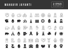 vector iconos simples de mahavir jayanti