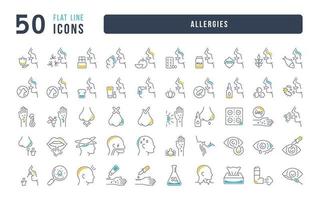 Set of linear icons of Allergies vector