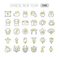 Vector Line Icons of Chinese New Year