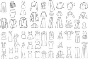 Women's Clothing Sketch Set vector