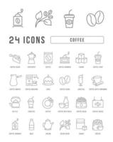 Set of linear icons of Coffee vector