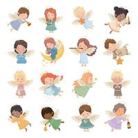 conjunto de personajes de ángel para niños vector