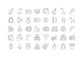 Set of linear icons of Cognac vector