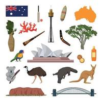 conjunto de ilustraciones asociativas australianas vector