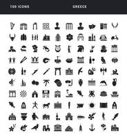 conjunto de iconos simples de Grecia vector