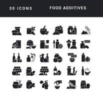 conjunto de iconos simples de aditivos alimentarios vector