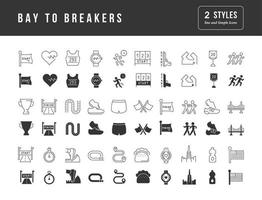 Set of simple icons of Bay to Breakers vector