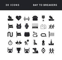 Set of simple icons of Bay to Breakers vector