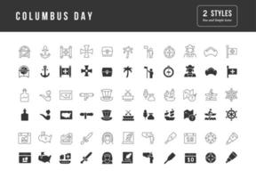 Set of simple icons of Columbus Day vector