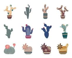 Set of Cacti with Patterns vector