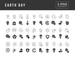 vector iconos simples del día de la tierra