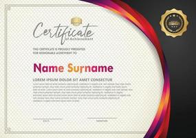 Luxury certificate template with curved line shape ornament modern pattern,diploma. Vector illustration