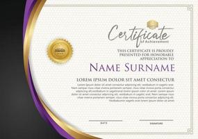 Luxury certificate template with curved line shape ornament modern pattern,diploma. Vector illustration