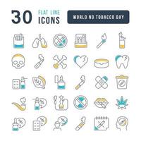 Vector Line Icons of World No Tobacco Day