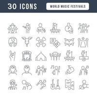 Set of linear icons of World Music Festivals vector