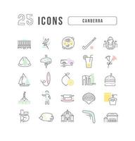 Set of linear icons of Canberra vector